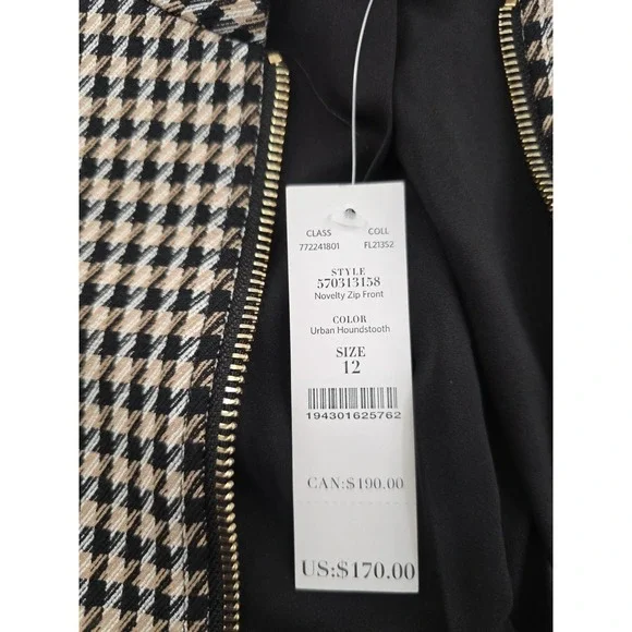 White House Black Market Women Plaid Front Zip Jacket Size 12 - Picture 11 of 12